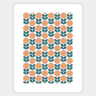 Retro Geometric Flower Pattern 5 in Yellow, Orange and Teal Sticker